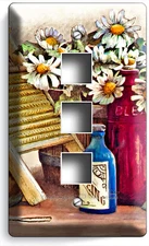 RETRO RUSTIC LAUNDRY WASH ROOM LIGHT SWITCH WALL PLATE OUTLET BATHROOM ART DECOR