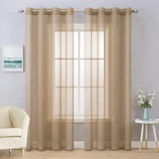 MIULEE Natural Linen Curtains 108 Inches Long 2 Panels, Pleated Tape with Hooks
