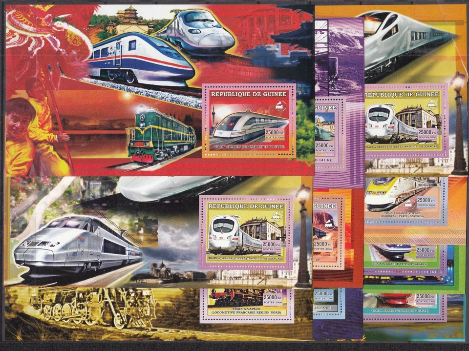 PK23648/GUINEA - TRENES - 2006/2012 MNH HOJA DE RECUERDO Y BLOQUES - CV 255 $ Foto 2 de 2