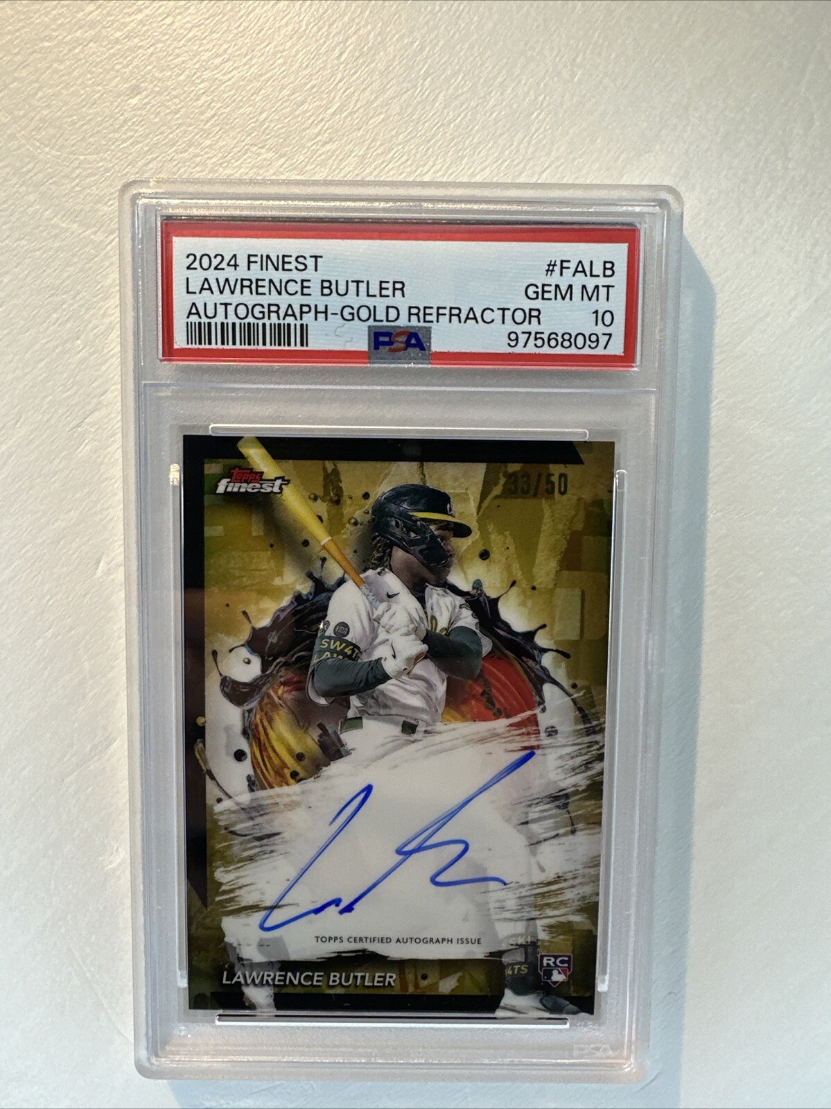 2024 Topps Finest Lawrence Butler Rookie Gold Refractor Auto #35/50 PSA 10 FA-LB