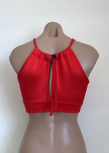 Schminke π· Dance wear tulip halter crop top pole-dance mesh keyhole Spandex - Picture 5 of 14