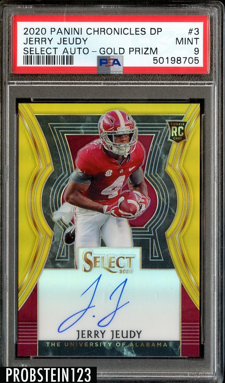 Jerry Jeudy Panini Chronicles Draft Picks Select Autographs #3 Gold Prizm