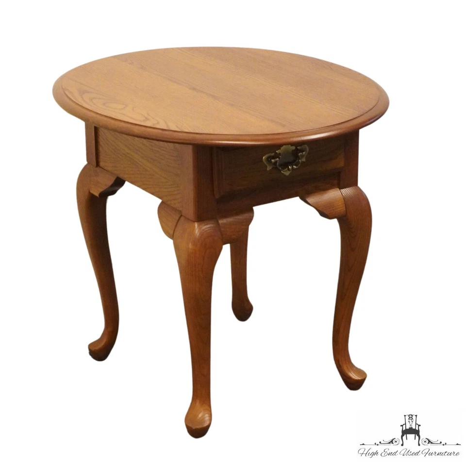 Mesa auxiliar KINCAID FURNITURE roble macizo rústico estilo rural 23" ovalada Foto 2 de 4