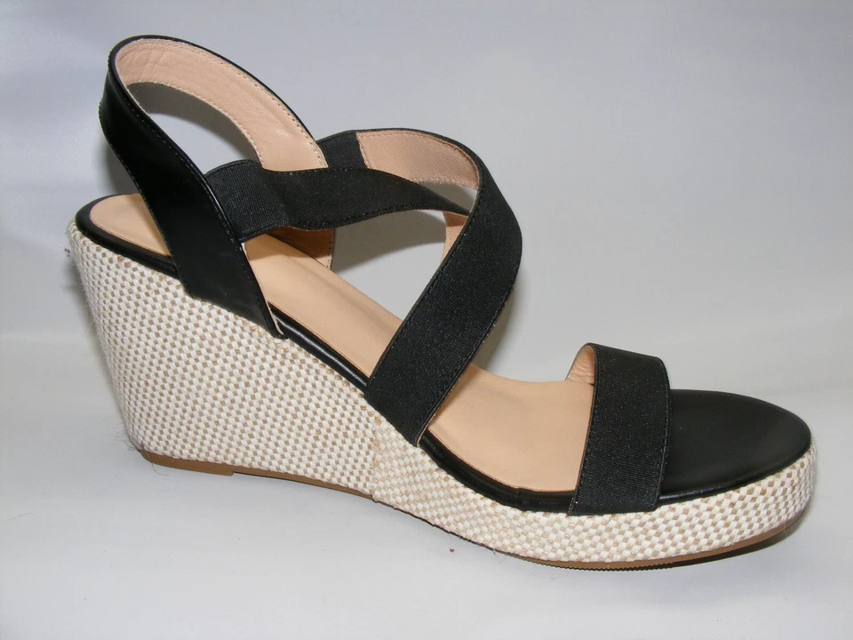 Unbranded Black 3" Wedge Heels Women's Size 11 M Espadrille Slides Sandal Shoes - Image 4 of 4
