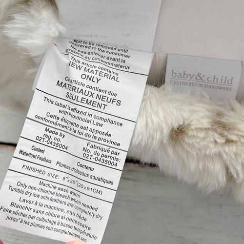 Restoration Hardware Faux Fur Snow Leopard Lumbar Bolster Pillow w/ Insert LARGE - Picture 12 of 14