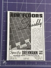 DREHMANN PAVING & CONSTRUCTION COMPANY NEW FLOORS QUICKLY SMALL 1939 PRINT AD