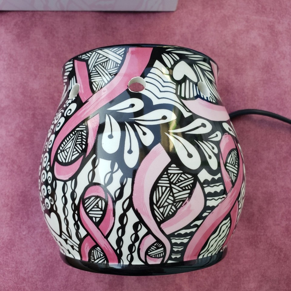 Scentsy Wax Warmer Retired Ribbons of Hope Breast Cancer Awareness Zen