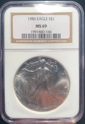 🦅 MS69 1986 American Silver Eagle🦅 NGC Brown Label -FIRST YEAR OF ISSUE!!!