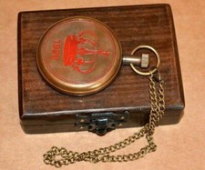 Vintage antique maritime brass pocket watch victoria london gift with wooden box