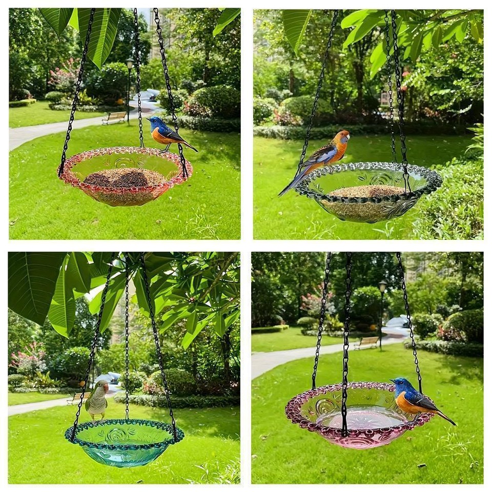 Hanging Bird Bath Outdoor Birdbath Bowl Hanging Bird Feeder Tray For