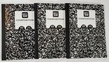 Lot of 3 Composition Notebooks Wide-Ruled 100 Sheets/200 Pages Brand New Black