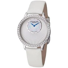 Stuhrling Radiant Women's 34mm White Calfskin krysterna Watch 336.121P2Set