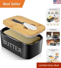 Stylish Black Butter Dish with Lid and Integrated Knife - Perfect Gift for Chefs