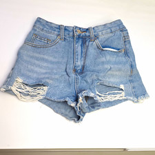 SHEIN Women s XS Blue Denim Cut Off Shorts 5-Pocket Flat Front Casual