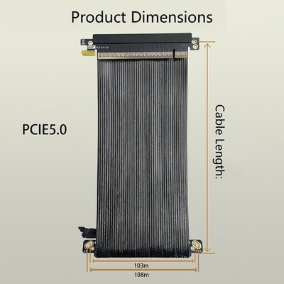 PCI E PCIe 5.0 X16 Riser Cable Double Reverse PCI Express Gen5 for ITX Server