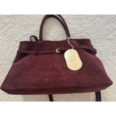 NWT Viola Castellani Ciao! Suede Leather Satchel, Wine, Made in Italy.
