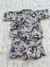 Japanese Yukata Jinbei Kimono Cotton Lounge Sleepwear 2 pieces Size 100cm 37-41
