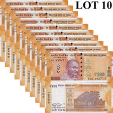 India 200 Rupees 2020 P 113 UNC 1/10 Bundle Lot 10 pcs NR No Reserve