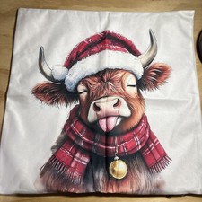 Decorative Throw Pillow Cover 18x18 Inch Single Sided Christmas Highland Cow