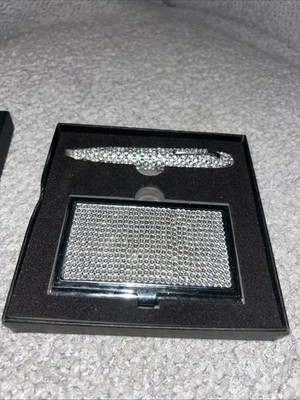 Bling Rhinestone Business Card Holder and Matching Pen Set