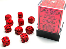 Chessex Opaque Red with Black 36 die set New d6 12mm Dice Block game CHX 25814