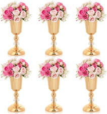 Gold Metal Trumpet Vases for Wedding Centerpieces - Set of 6, 11.6 Inches