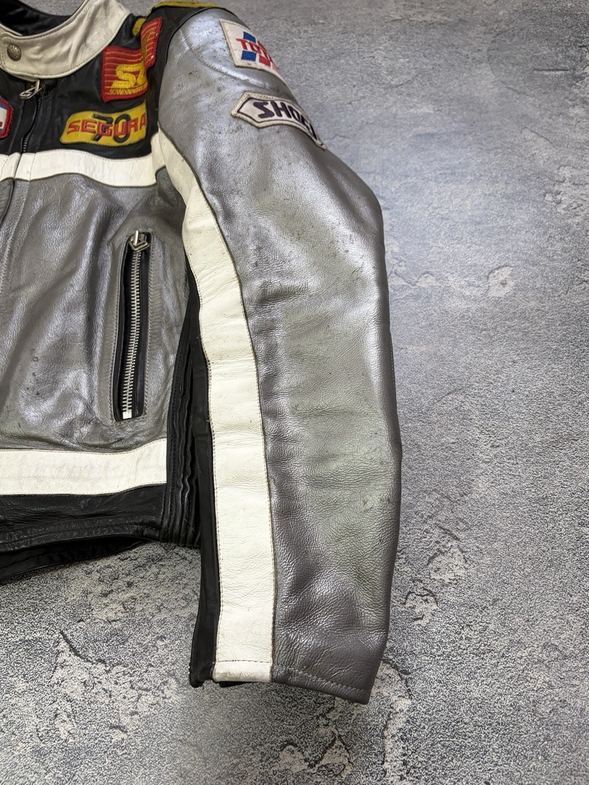 Vintage Segura Leather Racing Jacket Motul Total Dunlop Patches Biker Size M / 3 - product detail image 10