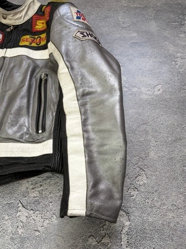 Vintage Segura Leather Racing Jacket Motul Total Dunlop Patches Biker Size M / 3 image 10