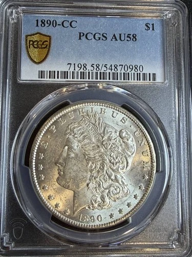 1890 CC Morgan Silver Dollar PCGS AU-58