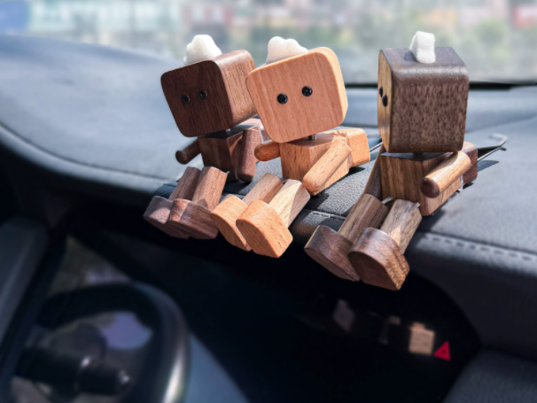 Shaking Wooden Man Figurine,Handmade Shaking Feet Wooden Doll,Car