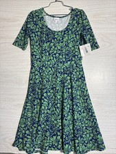 NWT Lularue Nicole Green &blue Floral Print Dress Sz Lg