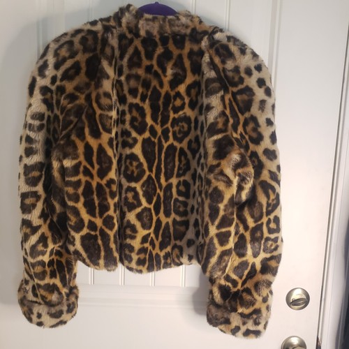 Vintage MONDI SIZE 38 (L) Leopard Print Soft Wide Shoulder Jacket 80's No Rips - Picture 3 of 13