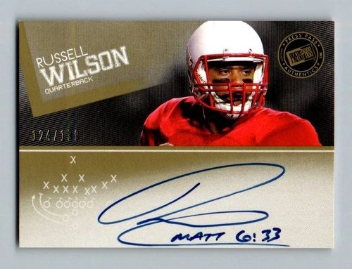 2012 Press Pass Russell Wilson Gold Parallel Autograph Auto 124/199