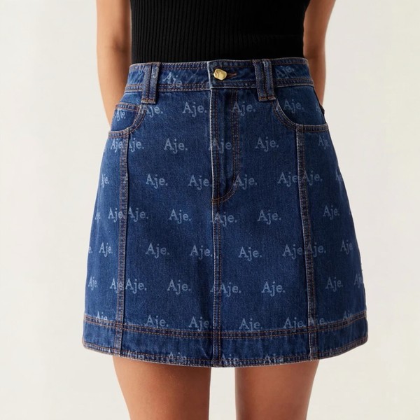 Aje Ratio Skirt Size 8 AU / 4 US Mini Denim Blue Logo