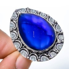 Sapphire Gemstone Band Ring Size 925 Sterling Silver