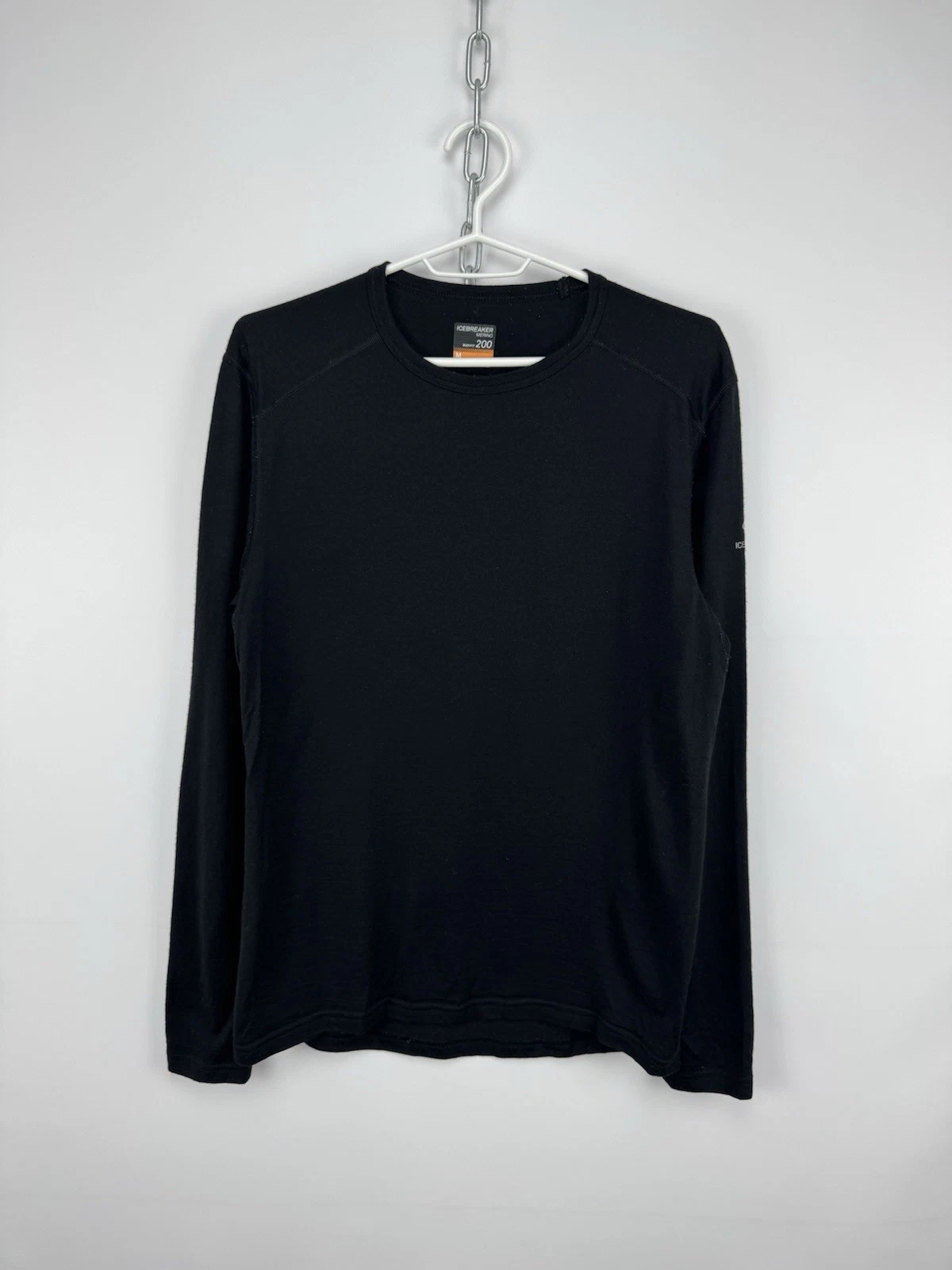 Icebreaker Merino Bodyfit 200 Base Layer Shirt Mens M Black Long Sleeve Thermal