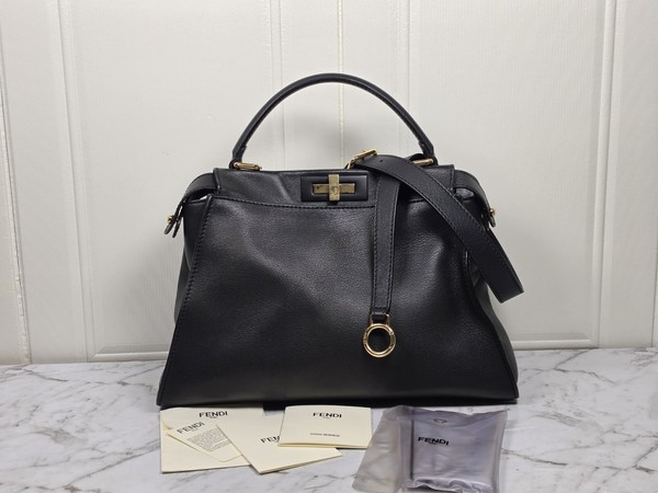 Authentic Fendi Peekaboo Medium  Black Leather Bag w/ Dustbag