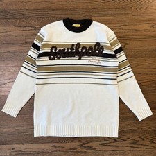 Southpole Y2K Authentic Collection Mens XL Striped Logo Knit Sweater Brown White