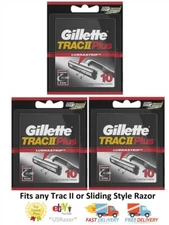 30 Gillette Trac II PLUS cartridges Blades Razor Handle Shaver Refills Original