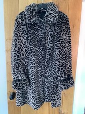 Roman Originals Fake Fur Coat Size S/14 Leopard Pattern