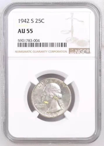 1942-S Washington Quarter, NGC AU55