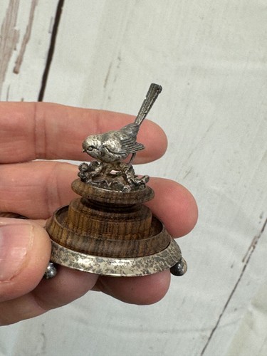 RARE HM Silver & Rosewood Miniature British Birds Pobjoy Mint/RSPB In Glass Dome - Picture 7 of 11