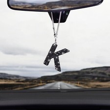 Black Rear View Mirror Hanging Accessories, Crystal Diamond Rhinestone Car Or...