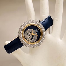 Women's Burgi BUR209BU Swarovski Crystal Diamond Sparkle Blue Leather Watch