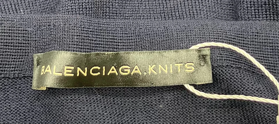 Suéter largo con cordones de lana manga corta azul marino tejido Balenciaga talla 38 Foto 4 de 4