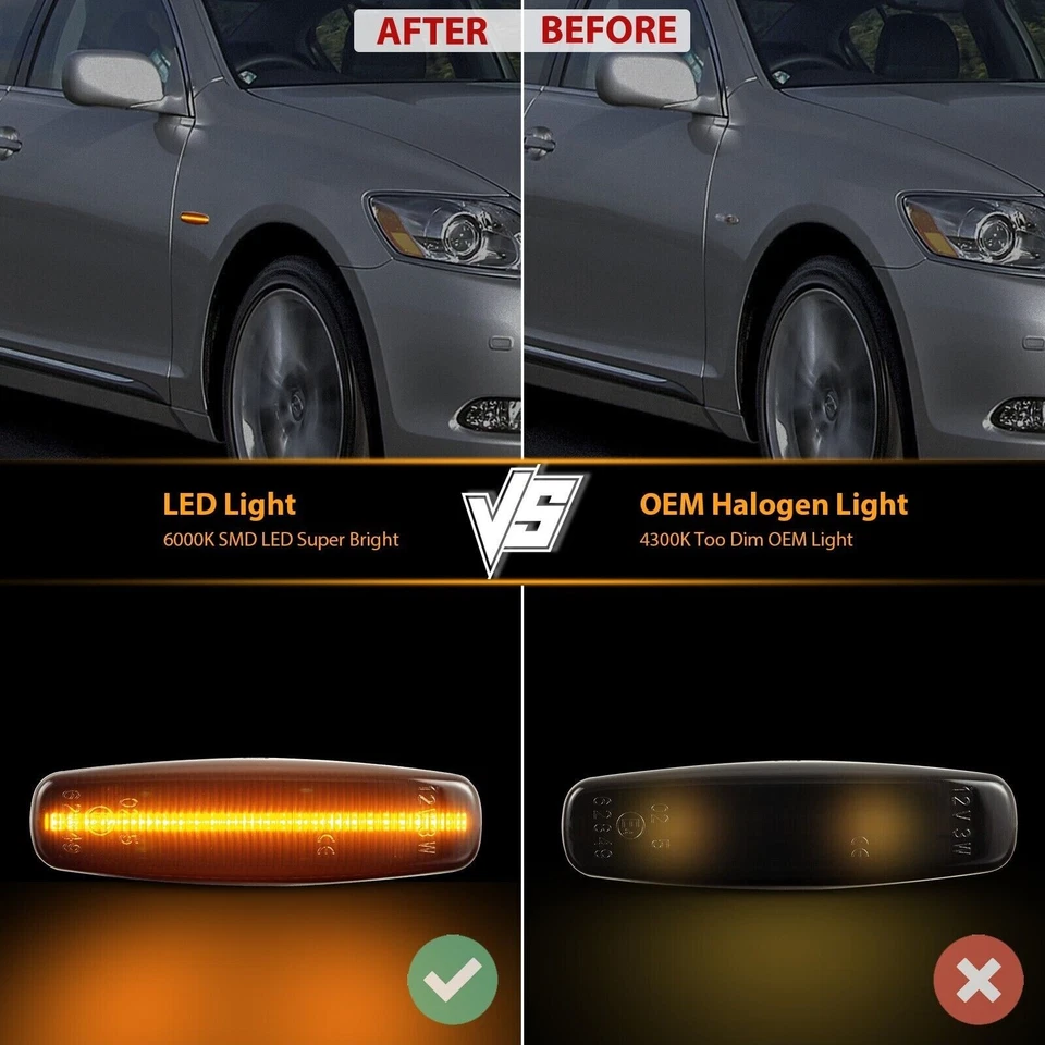 For Infiniti M35 45 FX35 G35 G37 LED Fender Side Marker Turn Signal Light Smoked Foto 4 de 4