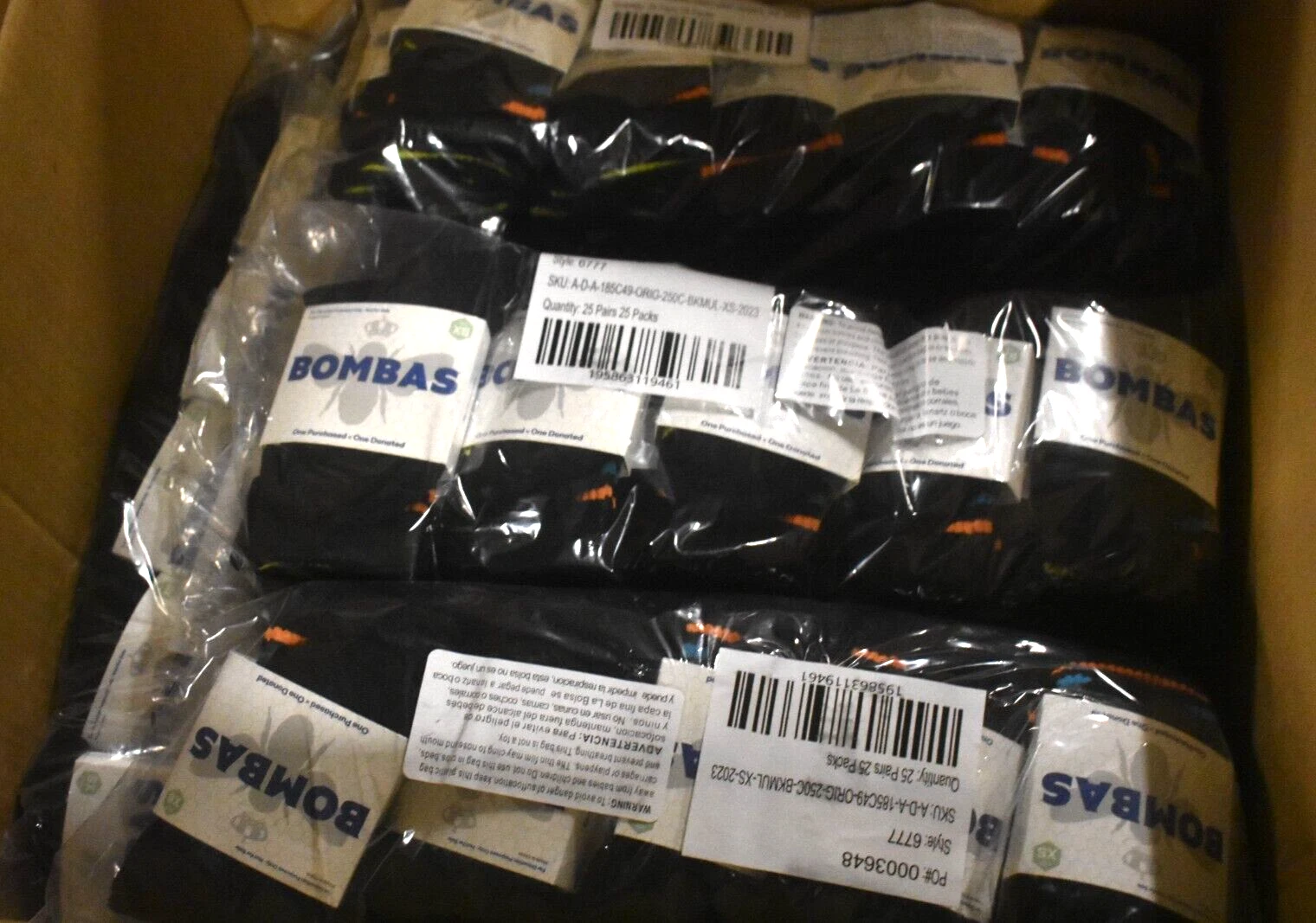 Bombas Black Crew Calf Socks Adult XS with Honeycomb Arch Support Case 250 Pair