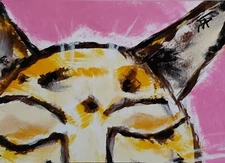 Original ACEO Cat Painting Cheetah Sleeping Contemporary Art Samantha McLean