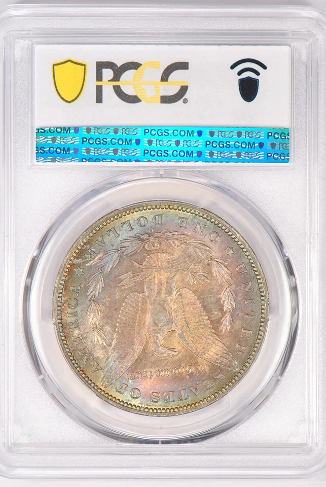 1891 O TONED Morgan Silver Dollar PCGS MS65 Beautiful Double Sided Toning $1 - Image 4 of 4