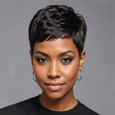 Pixie Cut Wig Short Black Layered Synthetic Hair Glueless Heat Resistant Daily Amazon.com: Tereshar Pixie Cut Wig for Black Women Short  main image 3